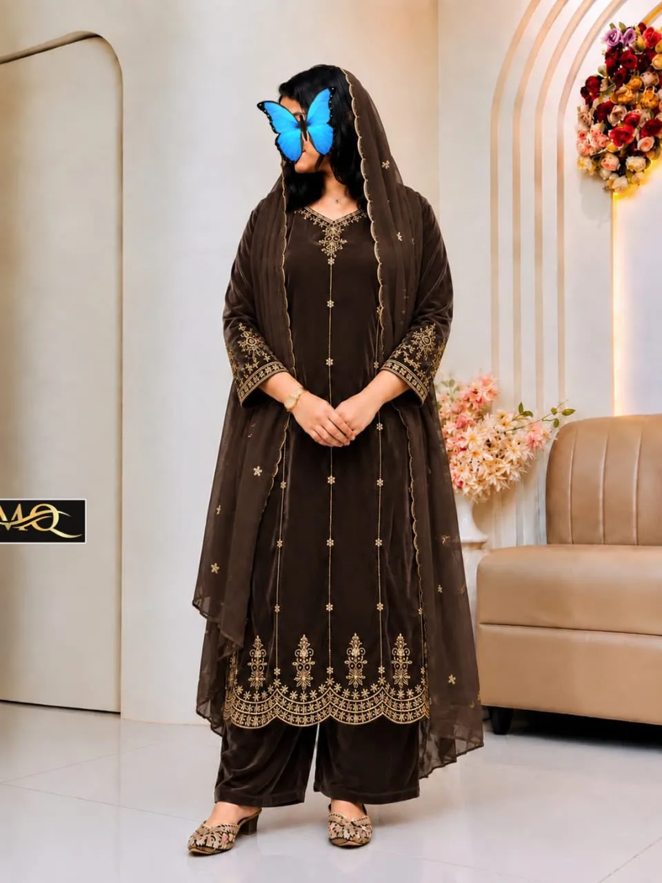 Anarkali.with shawl Palazo set